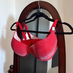PINK Victorias Secret - Red Glitter Push-up Bra